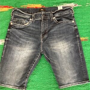 TRUE RELIGION  Dark Wash 1  ROCCO SN SHORT Size36 Relaxed Skinny Fit #106397